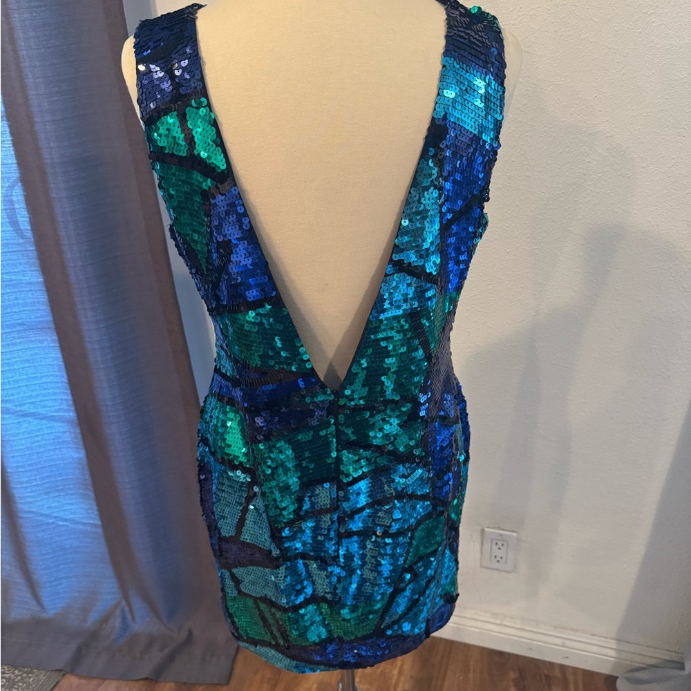 ASOS Petite Low Back Multi Color Sequin Mini Dress